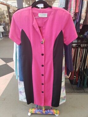 Vintage 1980s Professional Wiggle Dress Button Front